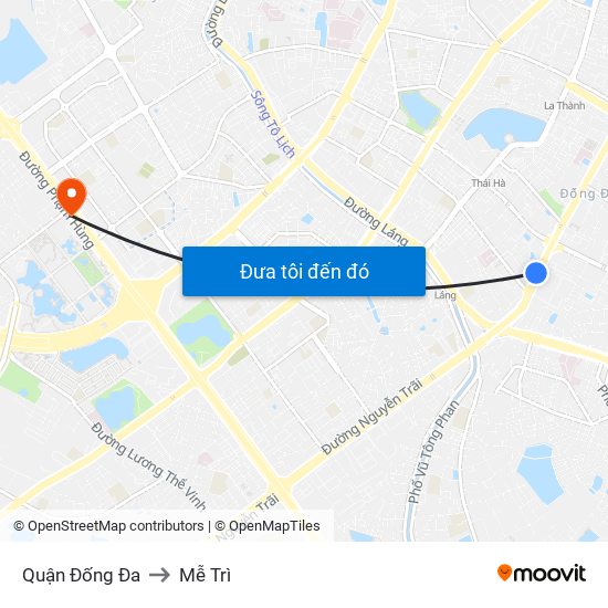 Quận Đống Đa to Mễ Trì map