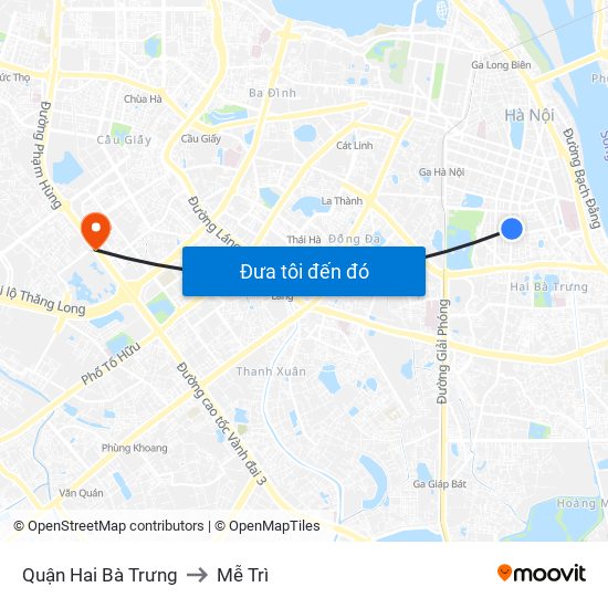 Quận Hai Bà Trưng to Mễ Trì map