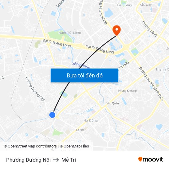 Phường Dương Nội to Mễ Trì map
