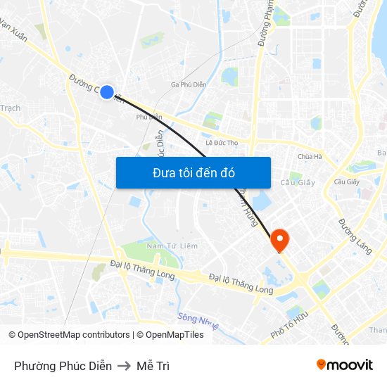 Phường Phúc Diễn to Mễ Trì map