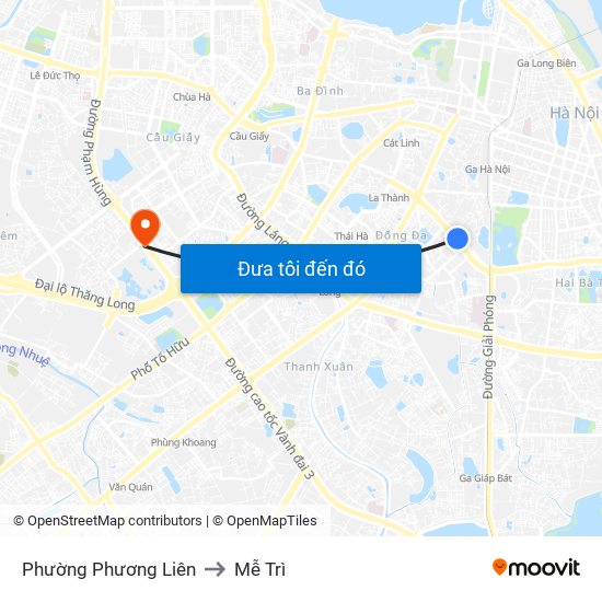 Phường Phương Liên to Mễ Trì map