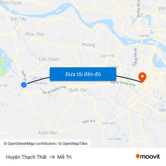 Huyện Thạch Thất to Mễ Trì map