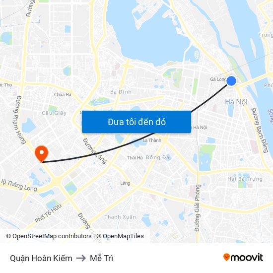 Quận Hoàn Kiếm to Mễ Trì map