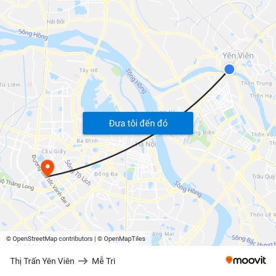 Thị Trấn Yên Viên to Mễ Trì map