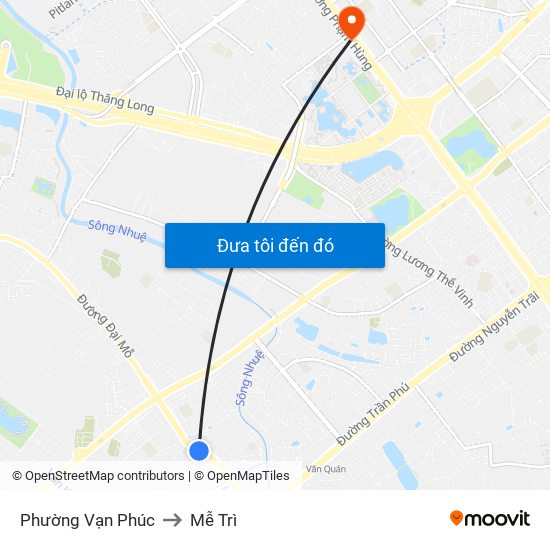 Phường Vạn Phúc to Mễ Trì map