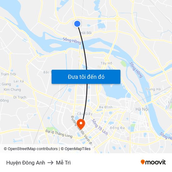 Huyện Đông Anh to Mễ Trì map