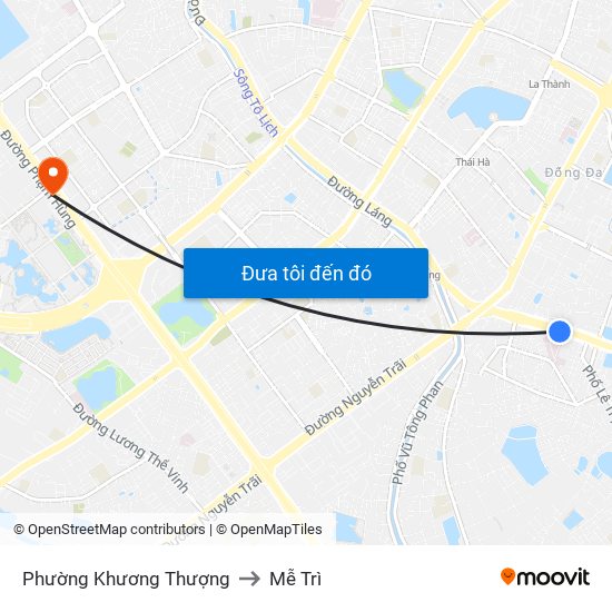 Phường Khương Thượng to Mễ Trì map