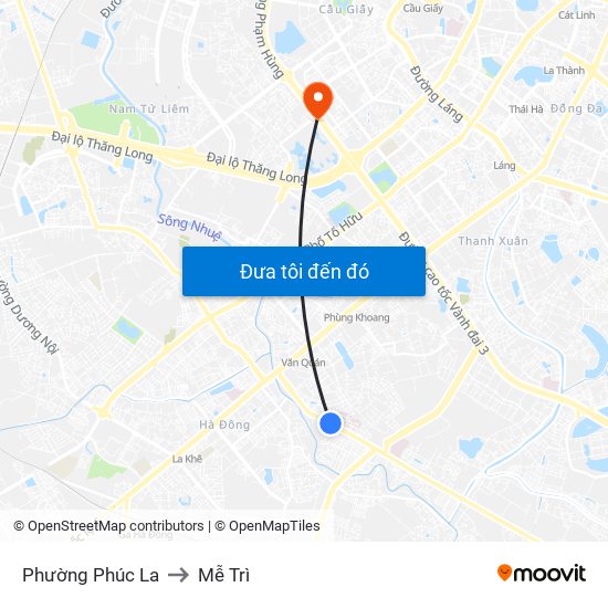 Phường Phúc La to Mễ Trì map