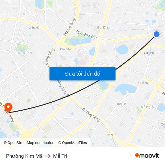 Phường Kim Mã to Mễ Trì map