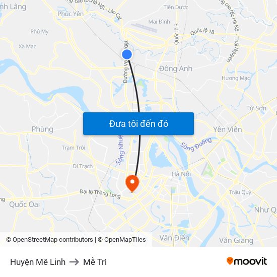 Huyện Mê Linh to Mễ Trì map