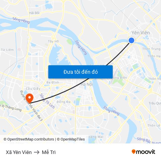 Xã Yên Viên to Mễ Trì map