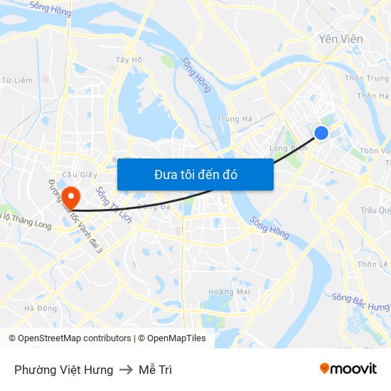 Phường Việt Hưng to Mễ Trì map