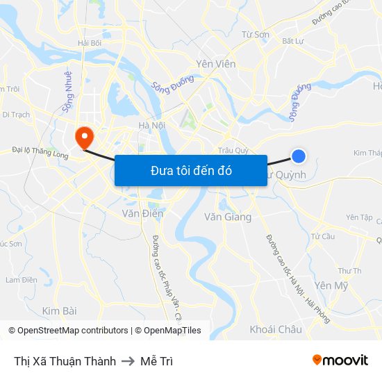 Thị Xã Thuận Thành to Mễ Trì map