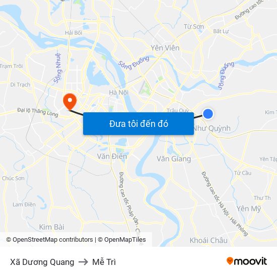 Xã Dương Quang to Mễ Trì map