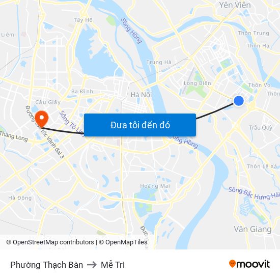 Phường Thạch Bàn to Mễ Trì map