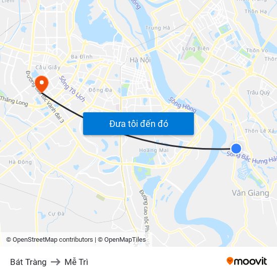 Bát Tràng to Mễ Trì map