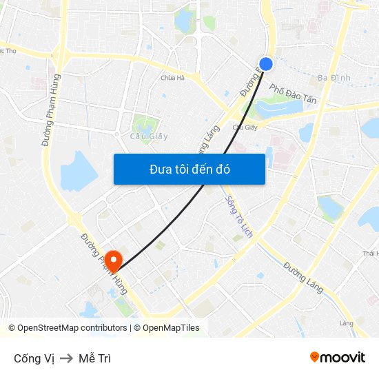 Cống Vị to Mễ Trì map