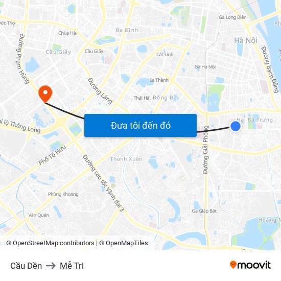 Cầu Dền to Mễ Trì map