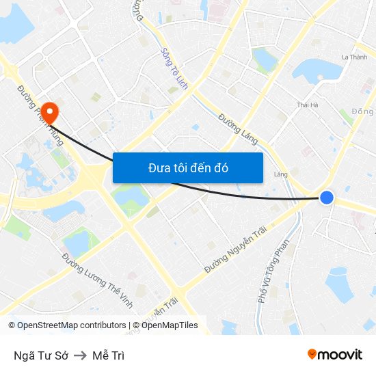 Ngã Tư Sở to Mễ Trì map