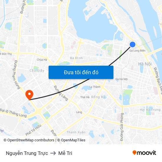 Nguyễn Trung Trực to Mễ Trì map