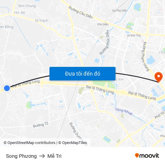 Song Phương to Mễ Trì map