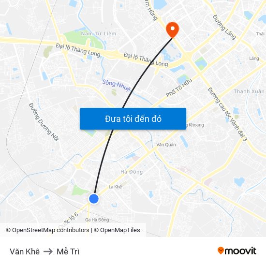 Văn Khê to Mễ Trì map