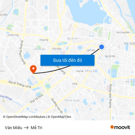 Văn Miếu to Mễ Trì map