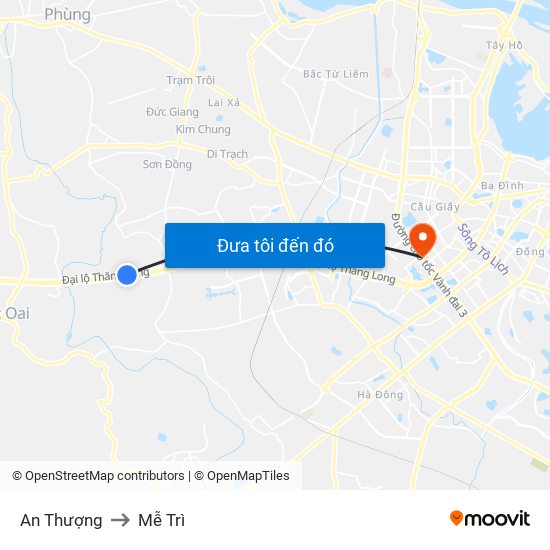 An Thượng to Mễ Trì map