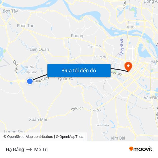 Hạ Bằng to Mễ Trì map