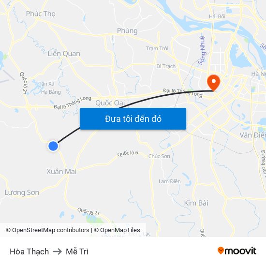 Hòa Thạch to Mễ Trì map