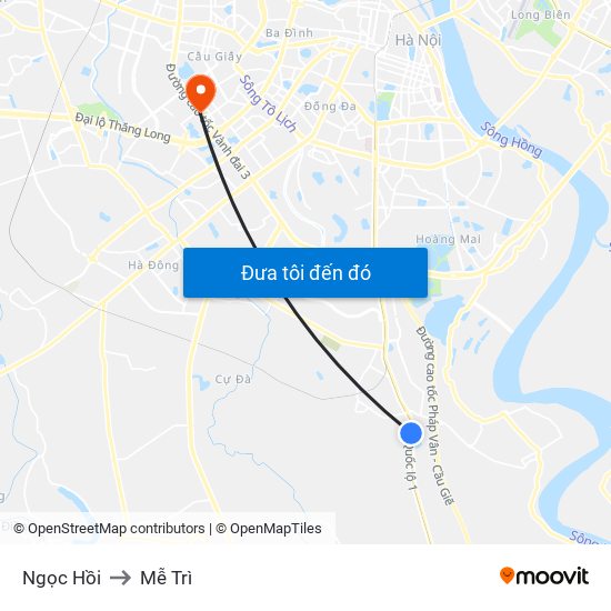 Ngọc Hồi to Mễ Trì map