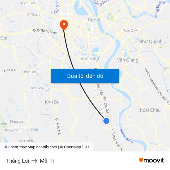 Thắng Lợi to Mễ Trì map