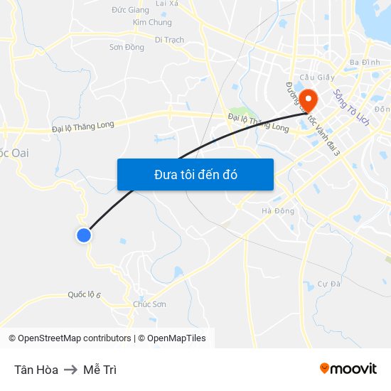 Tân Hòa to Mễ Trì map