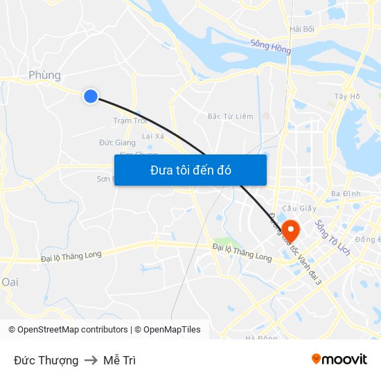 Đức Thượng to Mễ Trì map