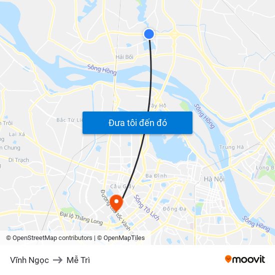 Vĩnh Ngọc to Mễ Trì map