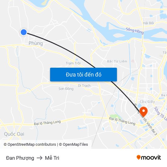 Đan Phượng to Mễ Trì map