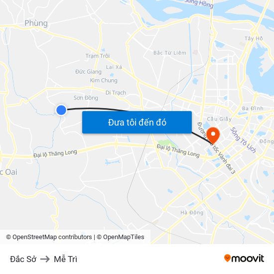Đắc Sở to Mễ Trì map