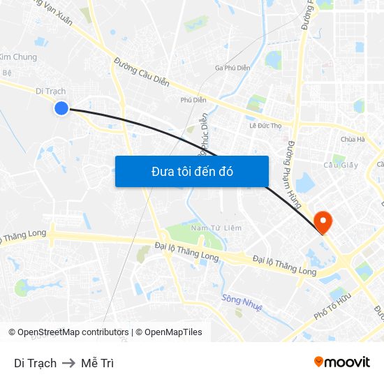 Di Trạch to Mễ Trì map