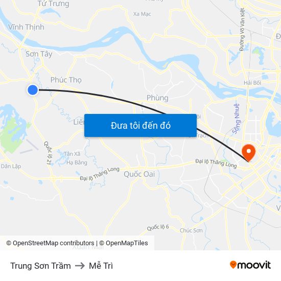 Trung Sơn Trầm to Mễ Trì map