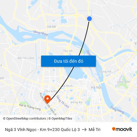 Ngã 3 Vĩnh Ngọc - Km 9+230 Quốc Lộ 3 to Mễ Trì map