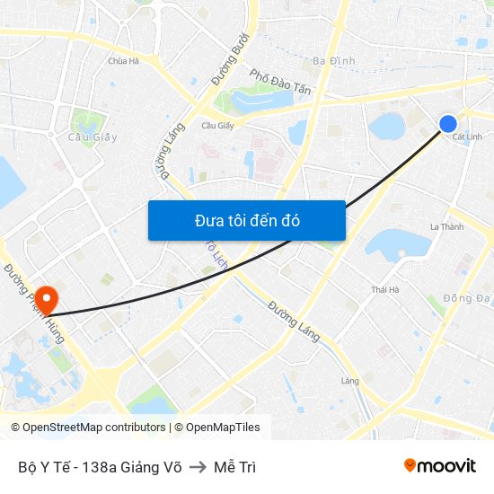 Bộ Y Tế - 138a Giảng Võ to Mễ Trì map