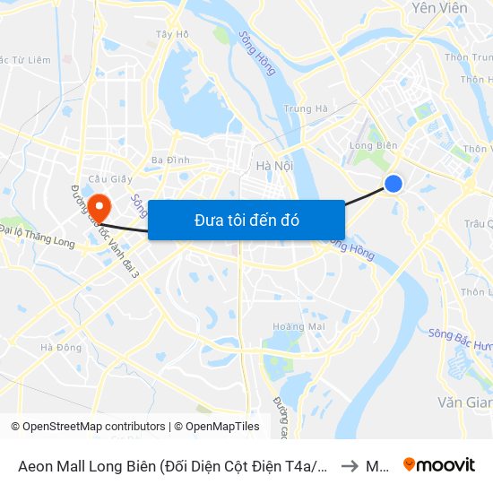 Aeon Mall Long Biên (Đối Diện Cột Điện T4a/2a-B Đường Cổ Linh) to Mễ Trì map