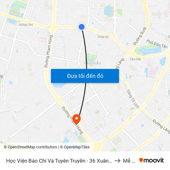 Học Viện Báo Chí Và Tuyên Truyền - 36 Xuân Thủy to Mễ Trì map