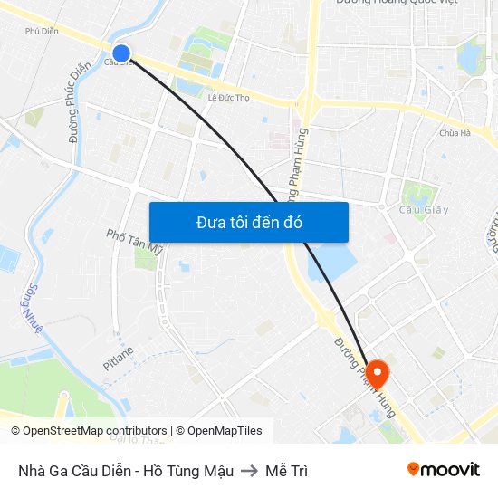 Nhà Ga Cầu Diễn - Hồ Tùng Mậu to Mễ Trì map