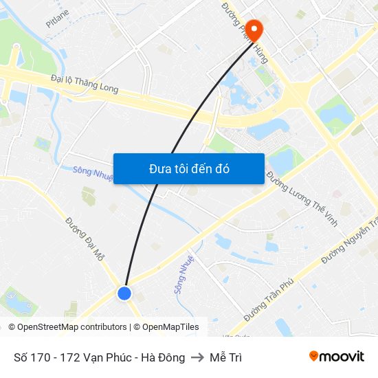 Số 170 - 172 Vạn Phúc - Hà Đông to Mễ Trì map