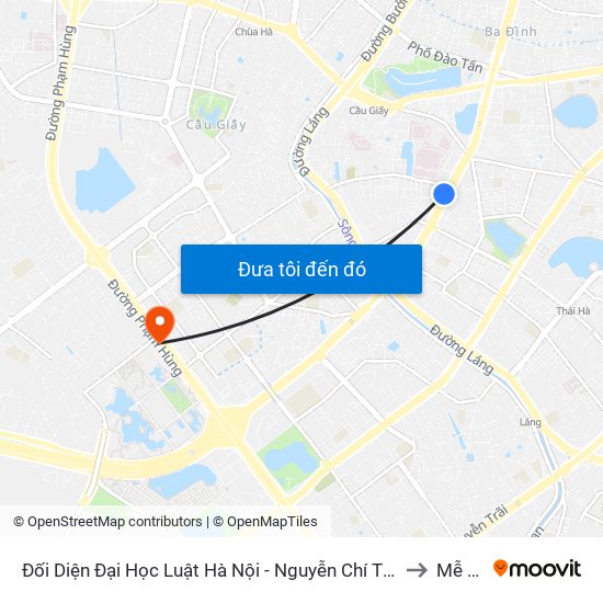 Đối Diện Đại Học Luật Hà Nội - Nguyễn Chí Thanh to Mễ Trì map