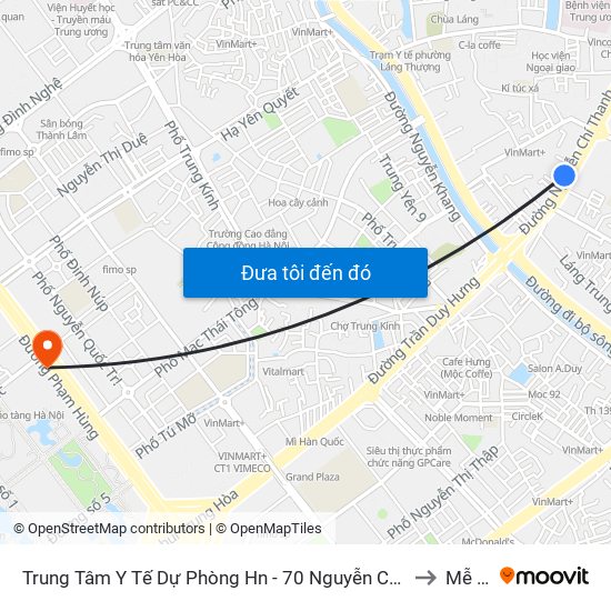 Trung Tâm Y Tế Dự Phòng Hn - 70 Nguyễn Chí Thanh to Mễ Trì map