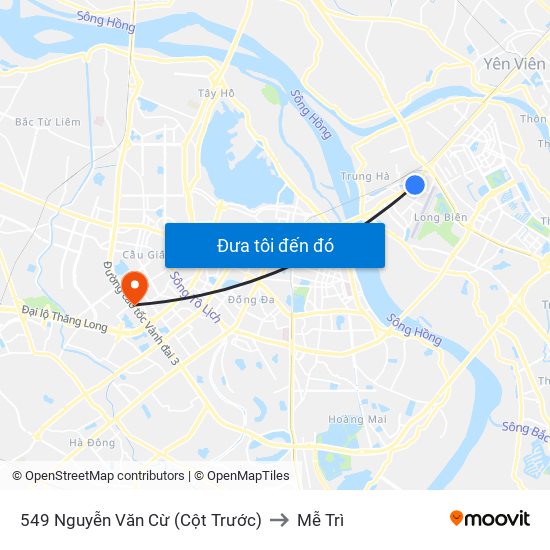 549 Nguyễn Văn Cừ (Cột Trước) to Mễ Trì map