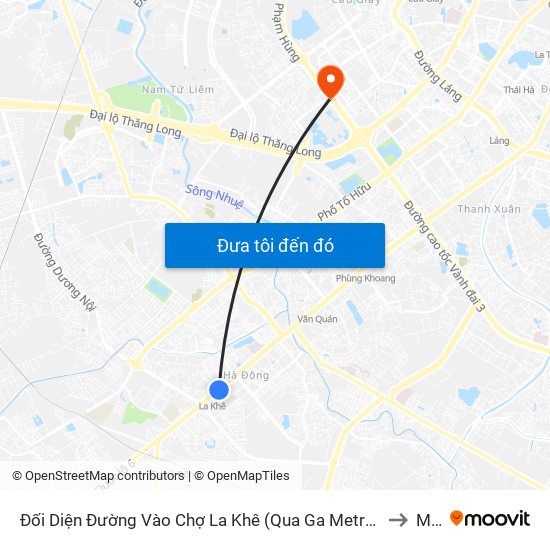 Đối Diện Đường Vào Chợ La Khê (Qua Ga Metro La Khê) - 405 Quang Trung (Hà Đông) to Mễ Trì map