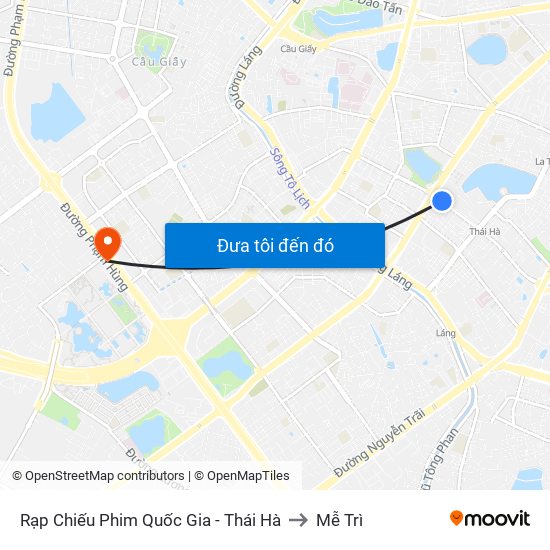 Rạp Chiếu Phim Quốc Gia - Thái Hà to Mễ Trì map